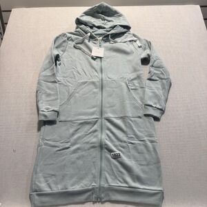 Doublju Longline Zip Up Hoodie Womens Sz XS Sage Green New With Tags